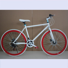 厂家批发26寸碟刹变速死飞自行车DIY 彩色男女式学生款自行车