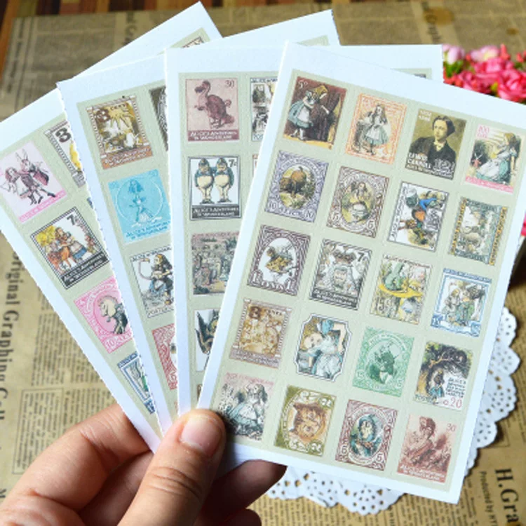 Sticker Postcards (OKEY TINA Little Prince) — 80 Pieces, Korean Vintage Stamp Theme