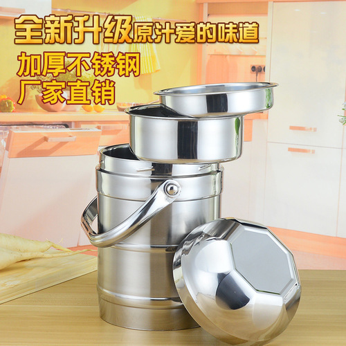 Factory direct sales stainless steel lunch box bowl lid double-layer insulated pot large capacity portable insulated lunch box bucket
