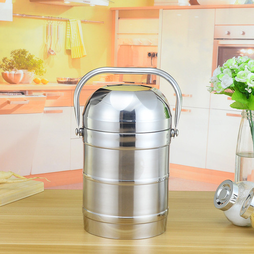 Factory direct sales stainless steel lunch box bowl lid double-layer insulated pot large capacity portable insulated lunch box bucket