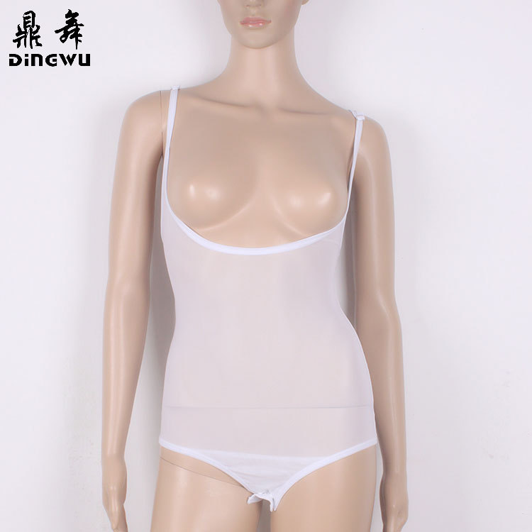 Belly dance top women's transparent mesh strap bottoming chest support top practice clothes vest one-piece
