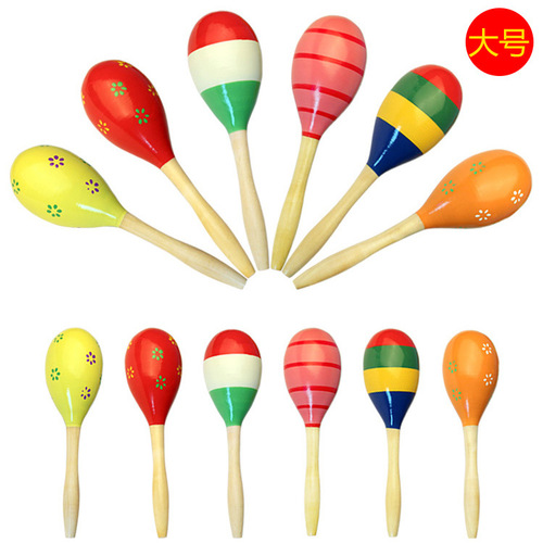 Wholesale wooden cartoon maracas, wooden maracas, training hearing rattles, baby exercise hand held musical instruments toys