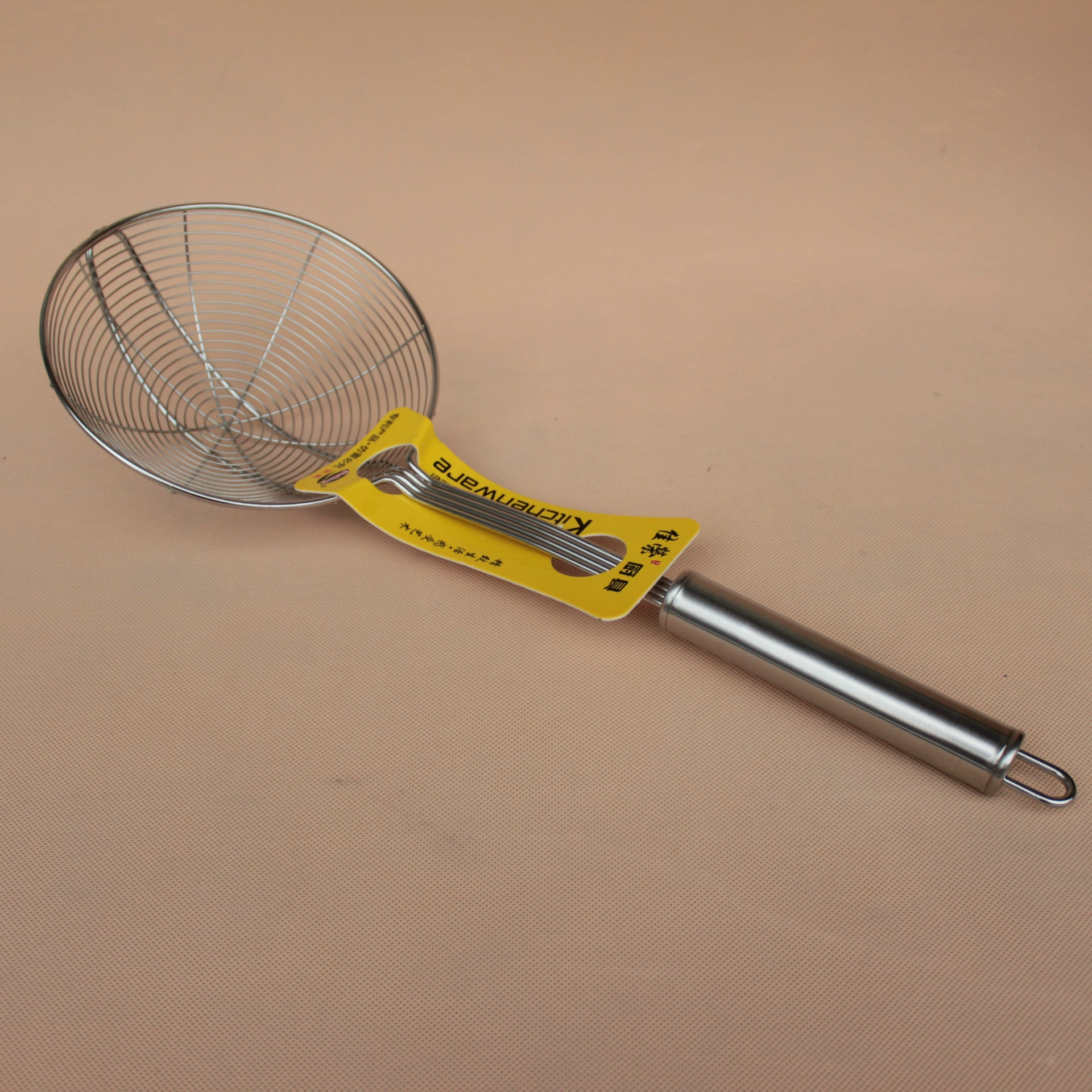 Ситечко из нержавеющей стали с круглым дном и стальной ручкой для хот-пота, лапши, пельменей, жарки, бытовой скиммер, утолщенное ситечко.