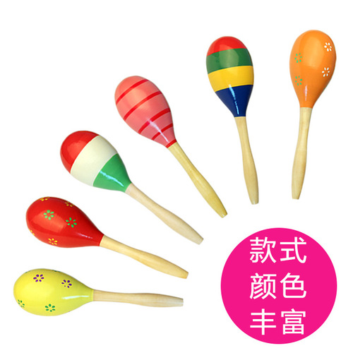 Orff wooden cartoon sand ball wooden sand hammer training hearing rattle baby exercise hand held musical instrument toy