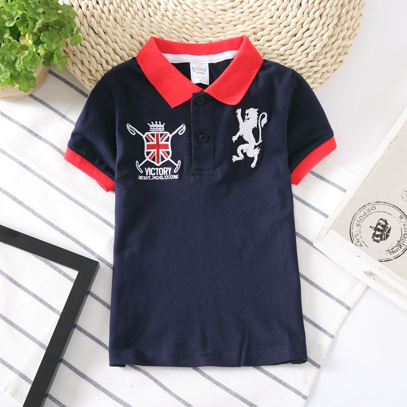 Детская polo футболка хлопковая с короткими рукавами летняя дышащая для мальчиков