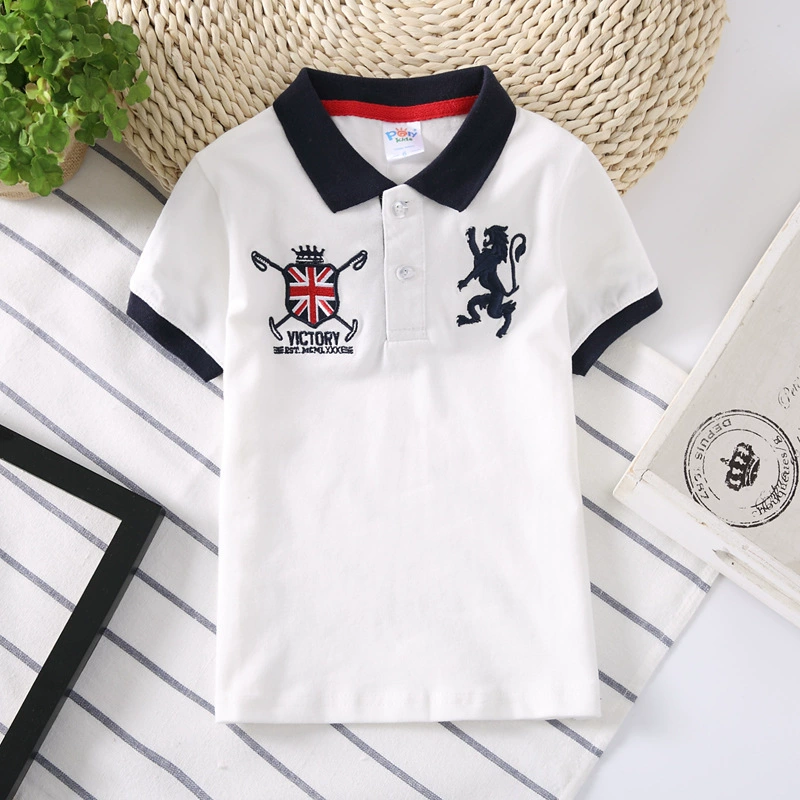 Детская polo футболка хлопковая с короткими рукавами летняя дышащая для мальчиков