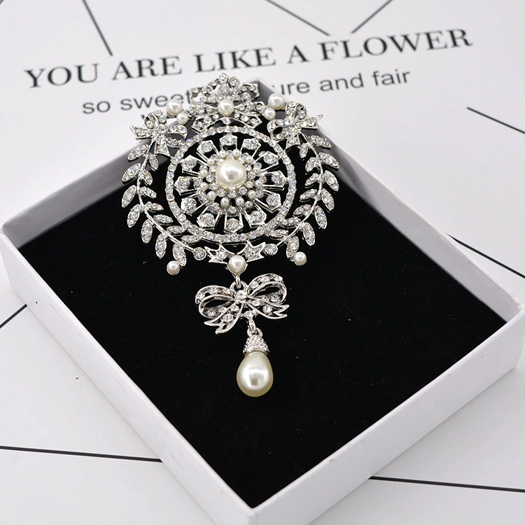 Brooch, badge from pearl, retro pin