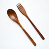 Japanese wooden spoon, fork, chopsticks, set from natural wood for adults, handheld cloth bag, tableware, 3 piece set