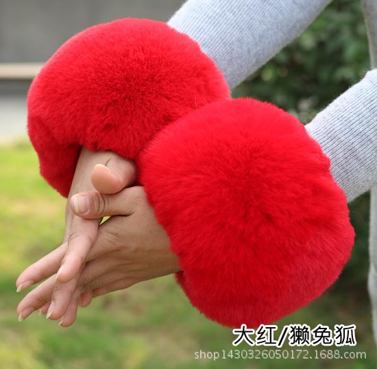 Pulsera de piel de zorro de piel sintética de piel de mapache pulsera de piel de conejo de piel sintética