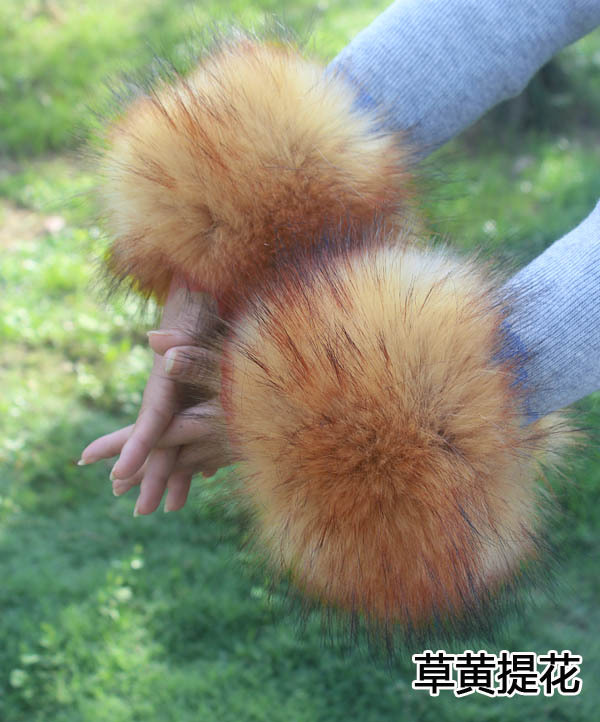 Pulsera de piel de zorro de piel sintética de piel de mapache pulsera de piel de conejo de piel sintética