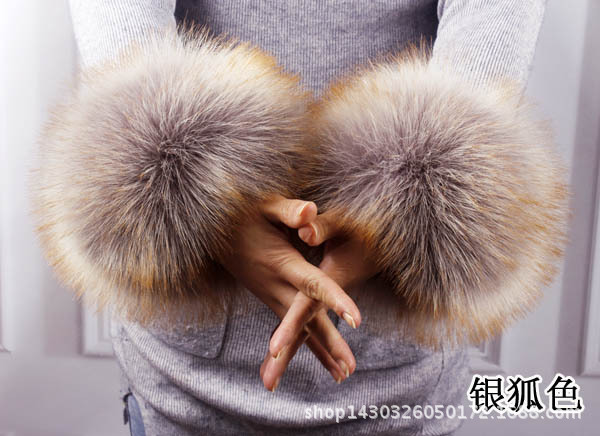 Pulsera de piel de zorro de piel sintética de piel de mapache pulsera de piel de conejo de piel sintética