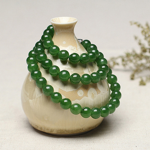 Taiwan sapphire necklace wholesale women's spinach green jasper bead necklace live supply jade necklace