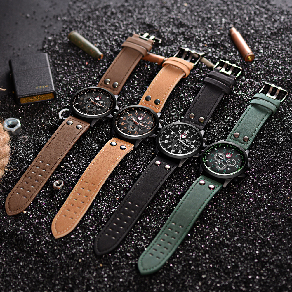 Reloj de Cuarzo LIANDU para Hombre, Diseño de Tres Esferas Falso, Correa de PU, Moderno y Casual, Venta por Mayor