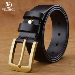 皮帶 男士 頭層牛皮belt men復古銅針扣男士腰帶真皮一件代發批發