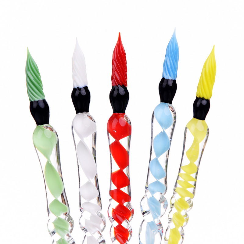 Pluma de inmersión de vidrio creativo pluma firma tinta de color pluma de prueba de color pluma de inmersión fábrica al por mayor regalo creativo