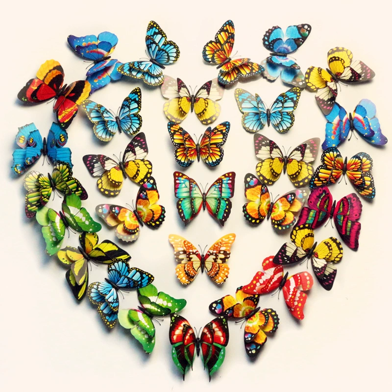 12 см стерео двухслойная бабочка Настенная Наклейка Моделирование Бабочка 3D6 цвет гостиная спальня диван ПВХ телевизор фон Стена