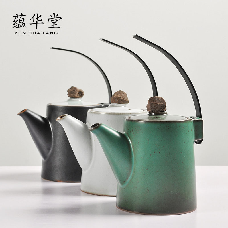 Coarse Pottery Beam Pot Japanese Handmade Ceramic Kung Fu Tea Set Teapot Kiln Change Creative Personalized Beam Pot Single Pot