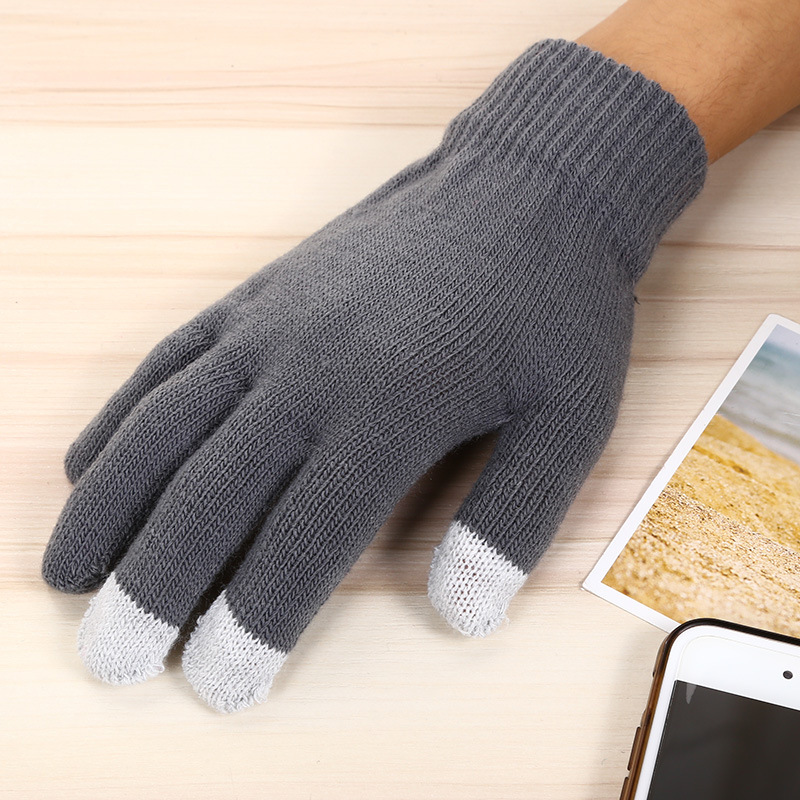 Shunjun fábrica de punto de acrílico personalizado guantes de pantalla táctil guantes de alambre caliente Jacquard para dibujar logotipo bordado