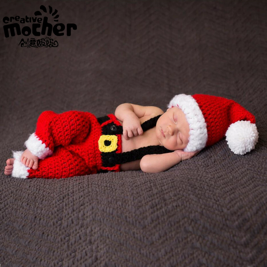 Children's photography props for photo sessions, Christmas red colored woolen camera, set