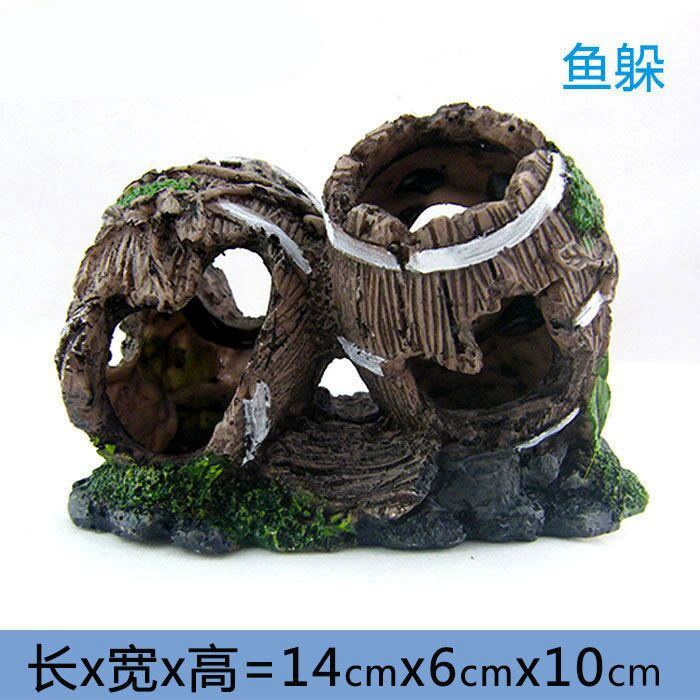 Рыба прячется дом аквариум Рыба Укрытие отверстие Смола рыба прячется дом аквариум пейзаж украшения Рокарий украшения