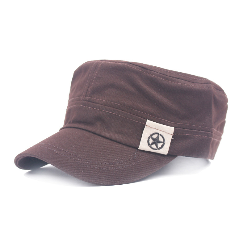 Sombrero plano sombrero de estrella de cinco puntas para hombre clásico gorra de béisbol de algodón sombrero militar al por mayor sombrero de sol femenino al aire libre