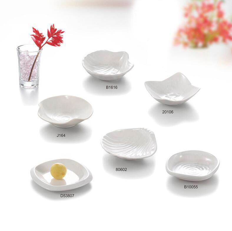 Imitation porcelain shell dish Japanese and Korean dim sum salad dish melamine imitation porcelain tableware white flat plate dish wholesale