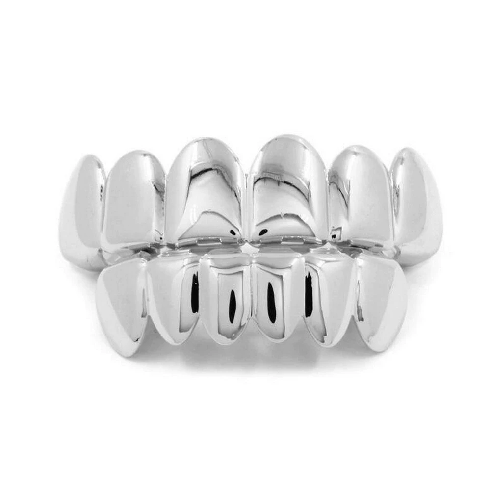 Золото зубных украшений Grillz, настоящее золото на медной основе, комплекты верх-низ, украшения в стиле хип-хоп