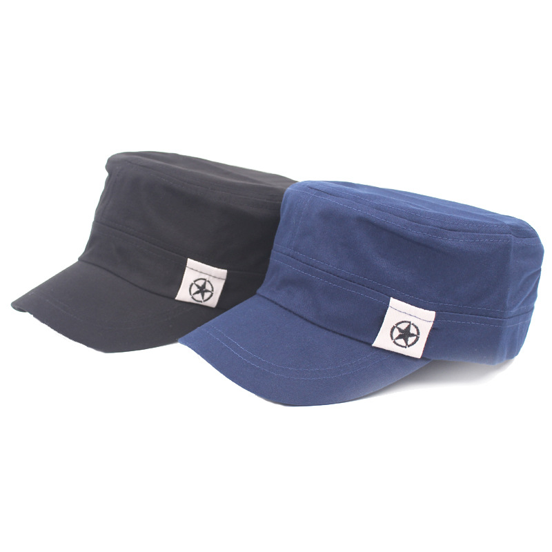 Sombrero plano sombrero de estrella de cinco puntas para hombre clásico gorra de béisbol de algodón sombrero militar al por mayor sombrero de sol femenino al aire libre