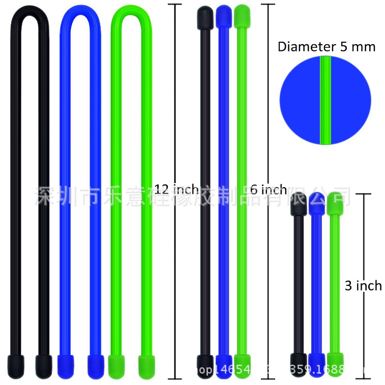 Punto de venta directo de fábrica cordón de silicona multifuncional resistente al desgaste y duradero diámetro 5.0mm brida de paquete de almacenamiento portátil