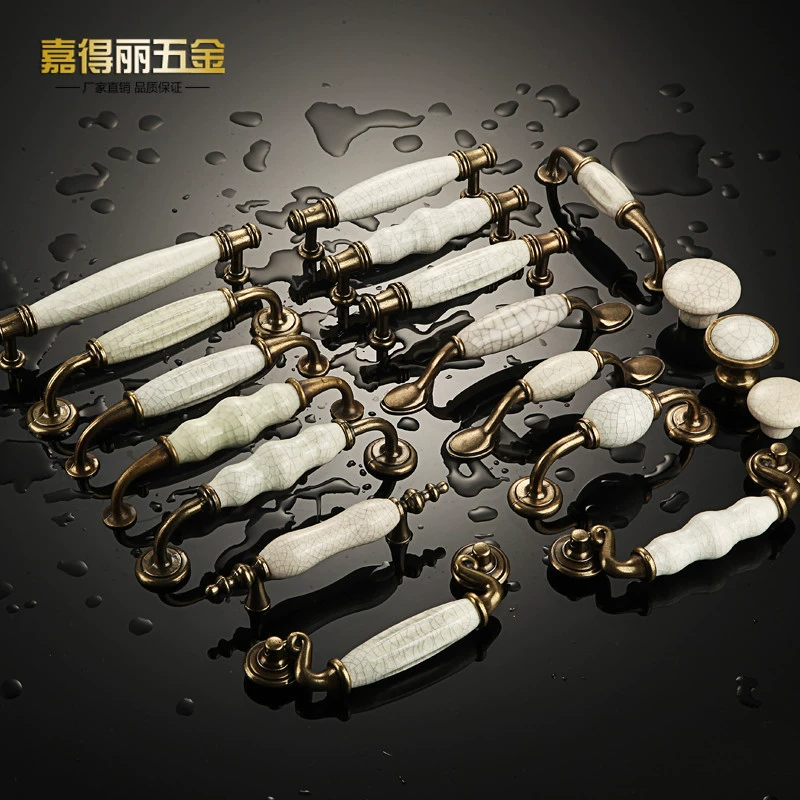 Европейский стиль трещина Керамическая Ручка Античный Зеленый древние аппаратные ручки пастырской ящик шкаф мебель ручка