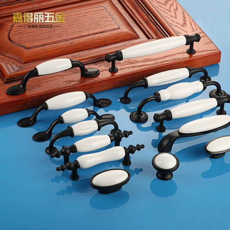 Черно-белая керамическая ручка в европейском стиле пастырский шкаф ящик шкафа дверная ручка простая ручка в американском стиле