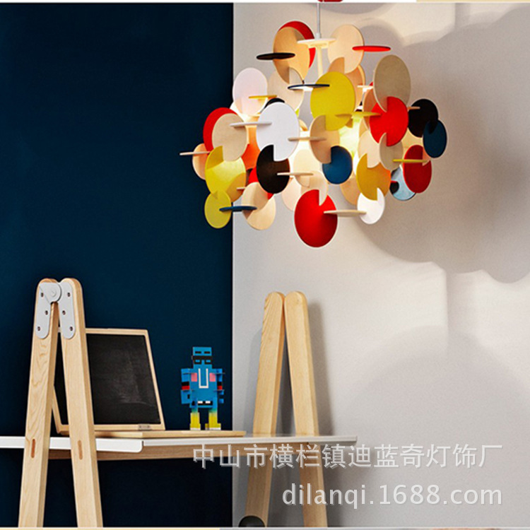 Colorful wood chandelier children's room catering shop engineering wood art original ecological lamps bedroom wood lamp