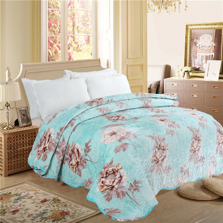 Factory wholesale super soft autumn and winter washed thick warm sheets Korean flannel quilted bed cover printed blanket Factory wholesale super soft autumn and winter washed thick warm sheets Korean flannel quilted bed cover printed blanket