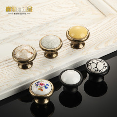 陶瓷鋅合金單孔拉手 歐式田園大理石裂紋櫥櫃抽屜拉手