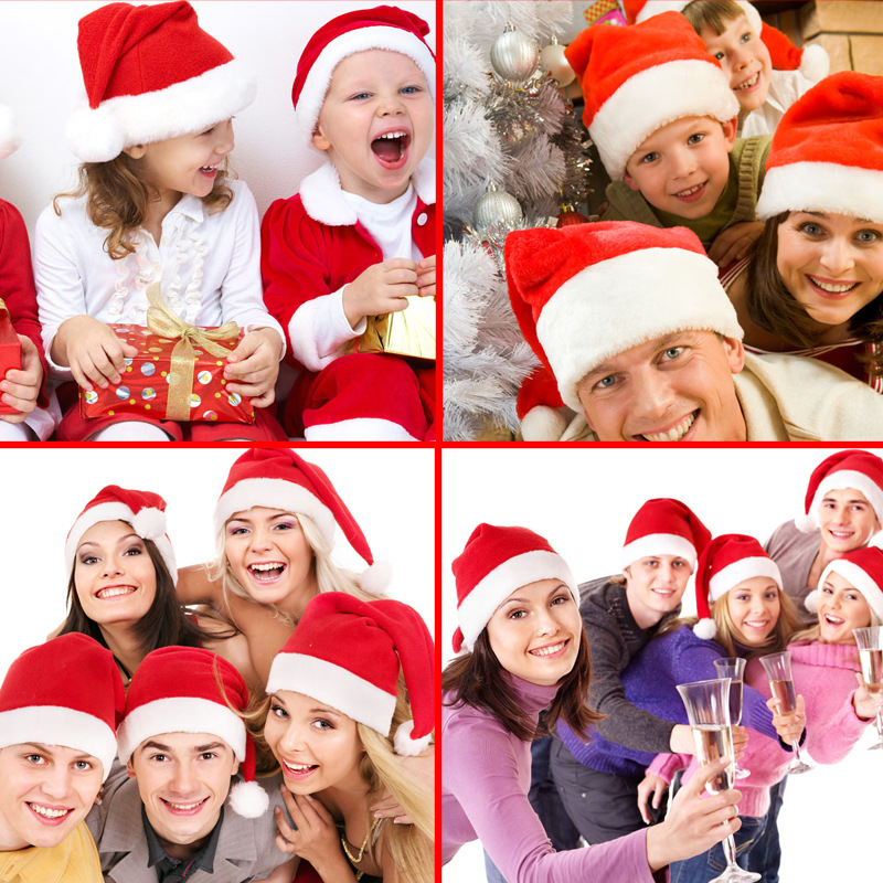 Sombrero de Navidad alta calidad, terciopelo dorado, adultos/niños