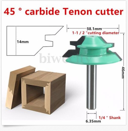 1/2 mango corona carpintería herramienta empalme cuchillo madera fresa cortador de alto grado 45 ° 45 grados espiga cuchillo línea cuchillo de ángulo recto