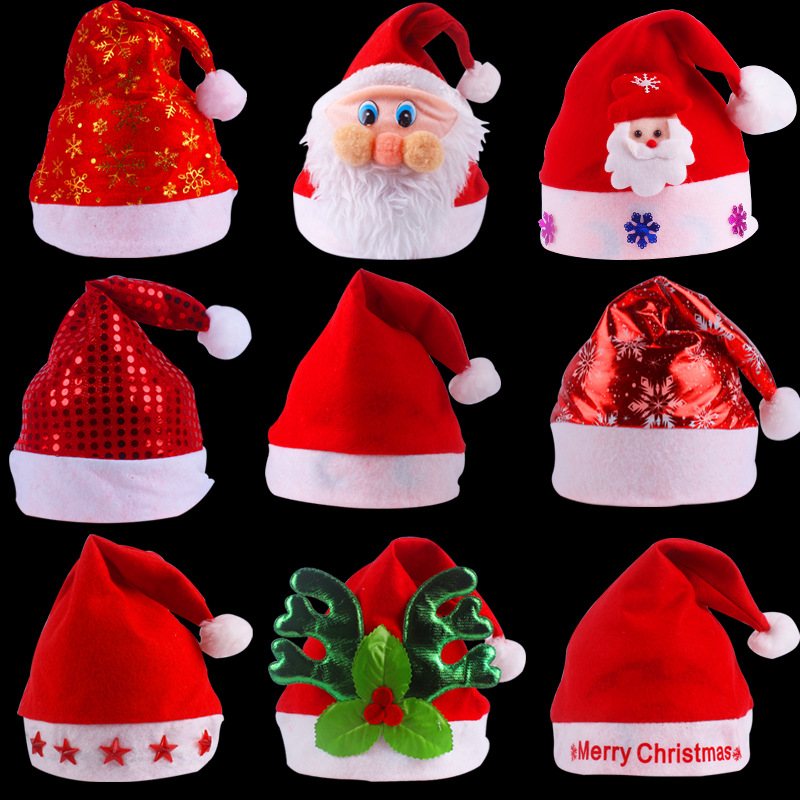 Sombrero de Navidad alta calidad, terciopelo dorado, adultos/niños