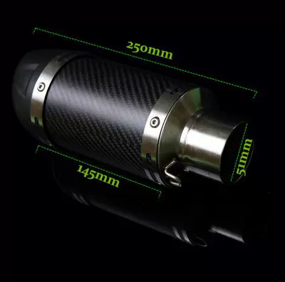 Motorcycle modified exhaust pipe carbon fiber with muffler rubber head high temperature exhaust (Motorcycle exhaust pipe) - a
