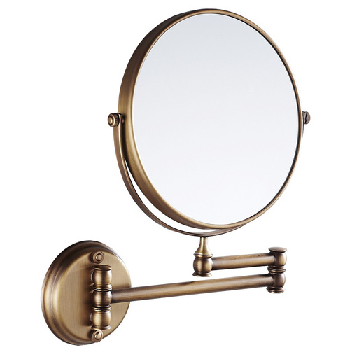 Retro bathroom 8-inch folding makeup mirror flip-out telescopic beauty mirror wall-mounted bathroom mirror with 3x magnification on both sides