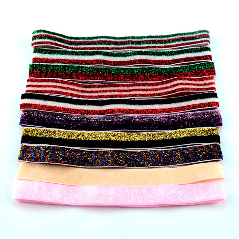 欧美热销 儿童银光弹力发带 配饰 金葱发带头带 弹力发箍26色现货