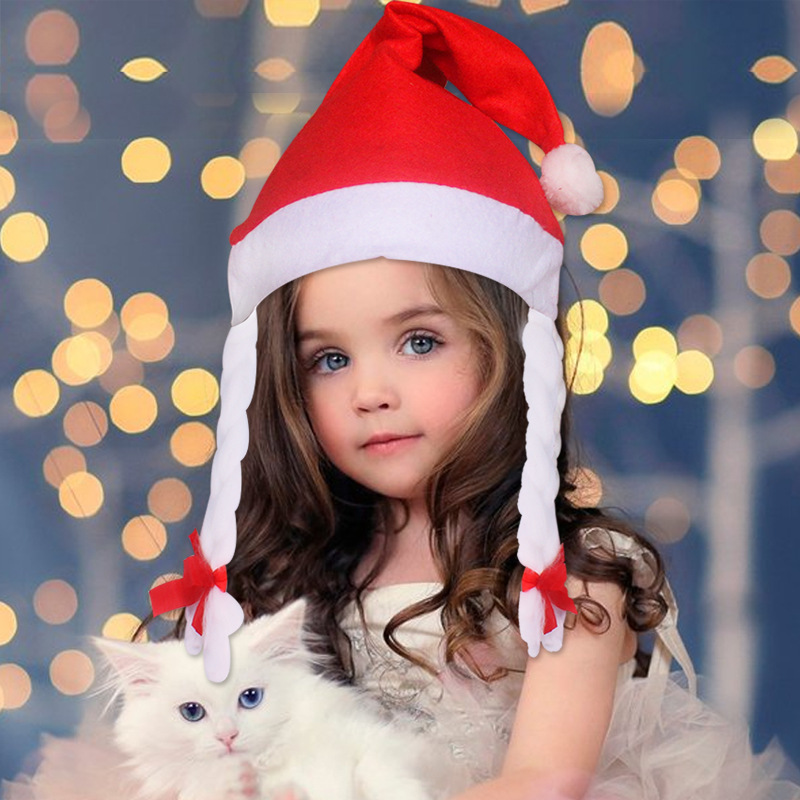 Sombrero de Navidad alta calidad, terciopelo dorado, adultos/niños