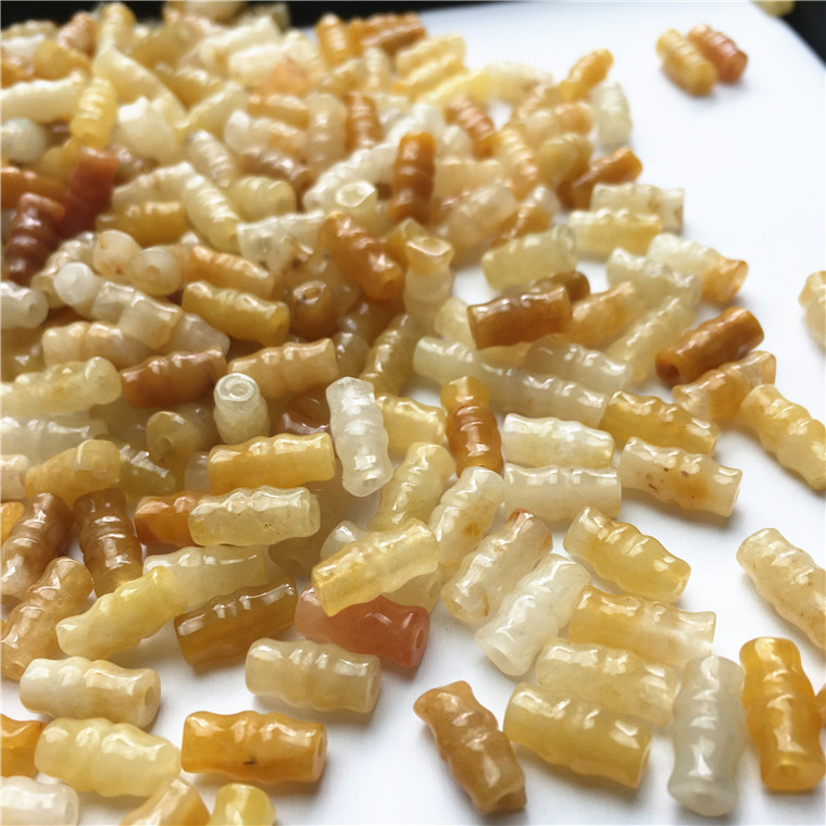 黄龙玉节节高diy散珠新疆老黄玉小竹节玉石散件饰品配饰厂价批发