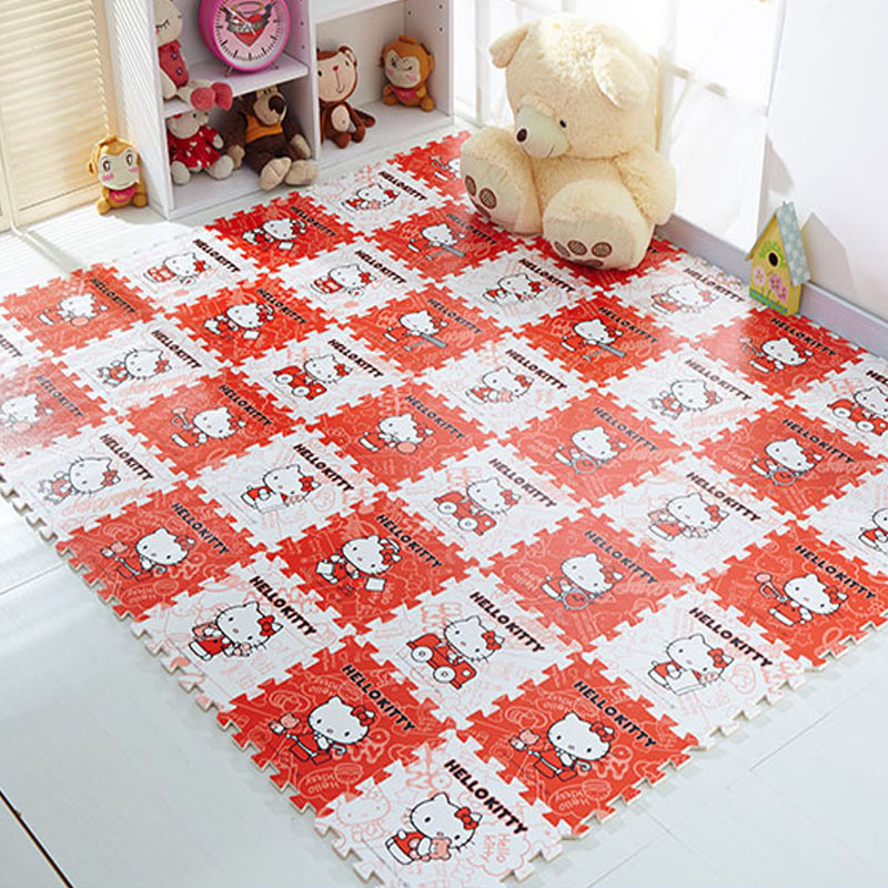 Mingde Laminated Pink Blue Cat Cartoon Children's Crawling Mat Foam Puzzle Floor Mat
