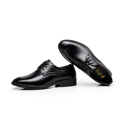 2024 Spring New Men's Leather Shoes Business English Lacing Black Casual Breathable Shoes Formal Simple Men's Shoes