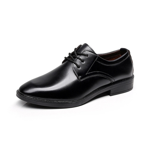 2024 Spring New Men's Leather Shoes Business English Lacing Black Casual Breathable Shoes Formal Simple Men's Shoes