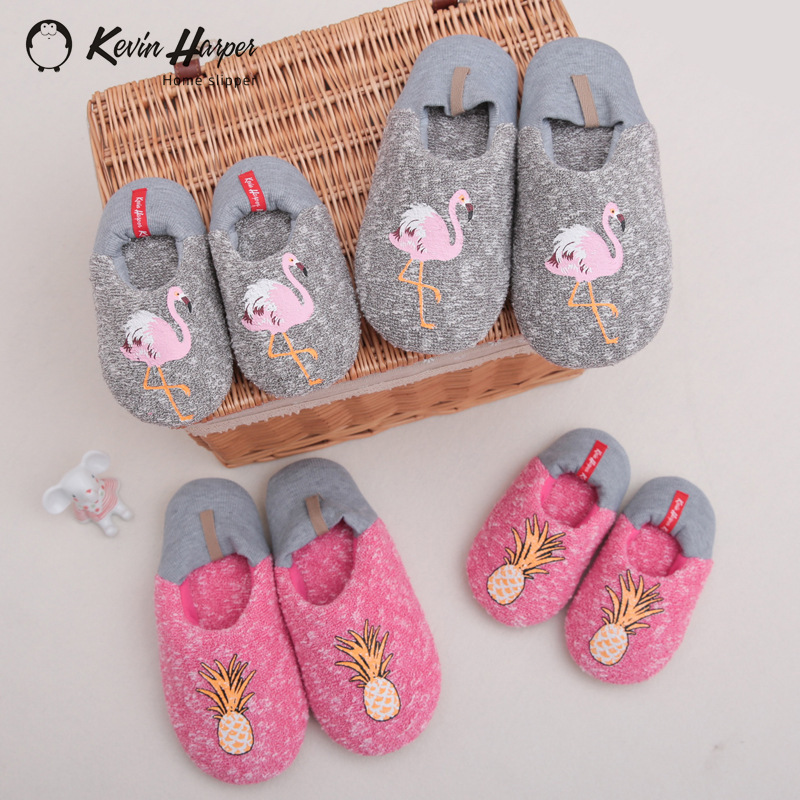 Wholesale household cotton slippers winter warm thickened bag heel children's slippers winter indoor parent-child cartoon cotton slippers