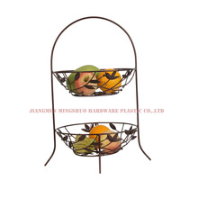 厂家直销金属铁线架铁线礼品篮电镀铁线水果篮—可双层果篮