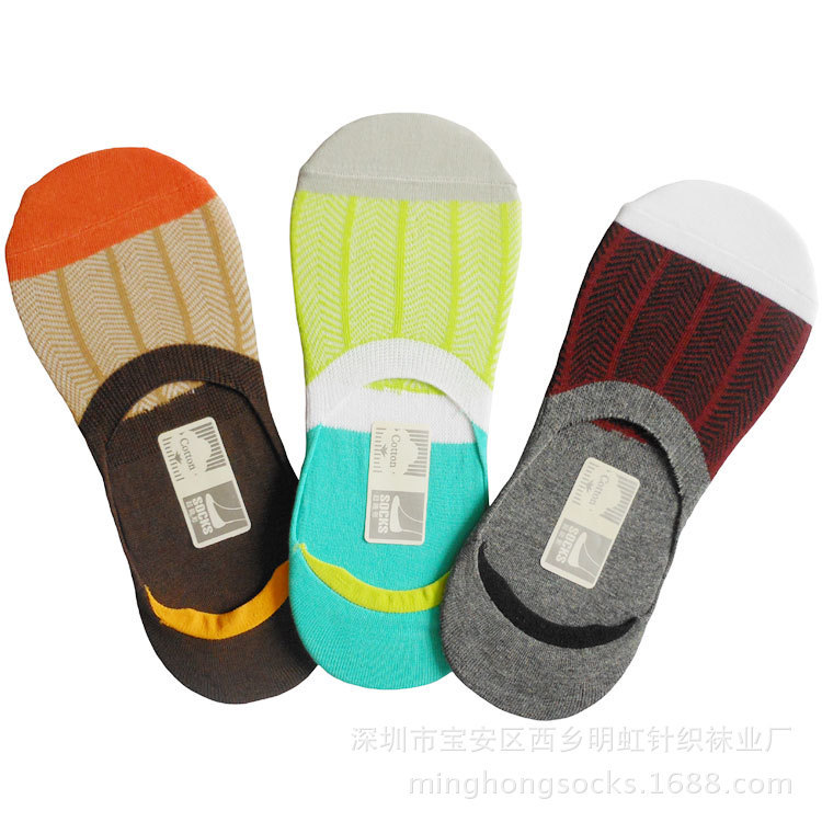 Spring and summer new fashion striped shallow mouth invisible socks personalized combed cotton sweat absorbent breathable invisible low mouth boat Socks wholesale