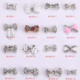 美甲饰品定制合金蝴蝶结钻穿戴手机DIY厂家指甲直销水钻手工