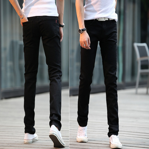 Summer Men's Denim Long Pants Slim Fit Men's Straight Leg Elastic Mini Footwear Pants Men's Pants Fashion Korean Version Slimming